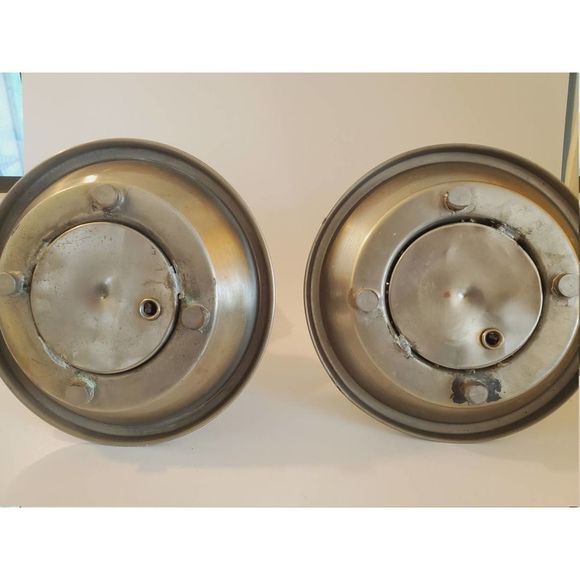 ANTIQUE Chamber Candle Holders Pewter (2) whale oil lamp style 1930s-40s - Picture 5 of 10